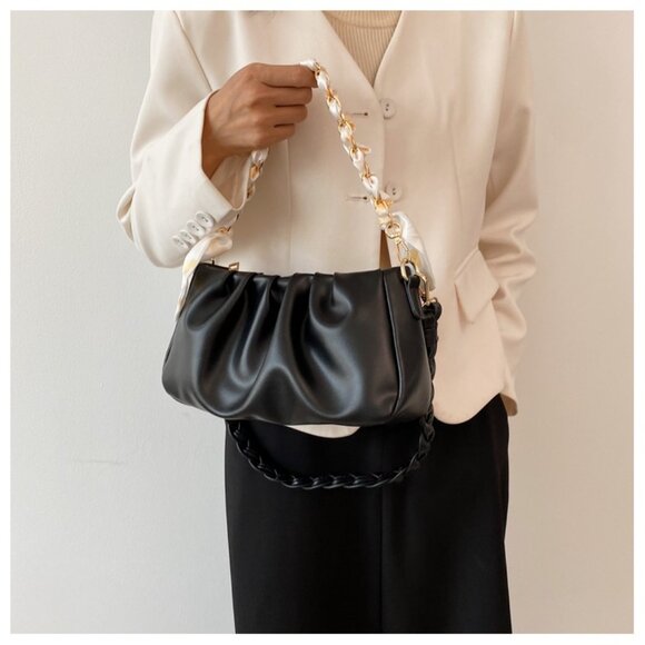 Y2K Statement Chain Ruched Shoulder Bag/Multiple colors available - Picture 3 of 16